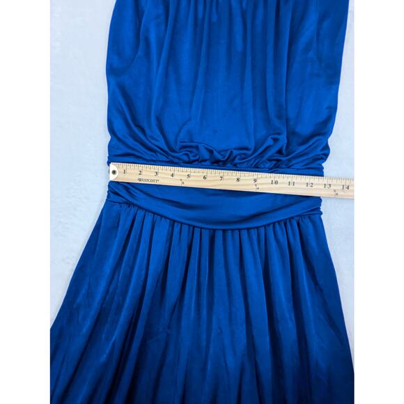 Express Dress Royal Blue Blouson Mini Dress Womens Size Medium Silky Sleeveless - Picture 4 of 11